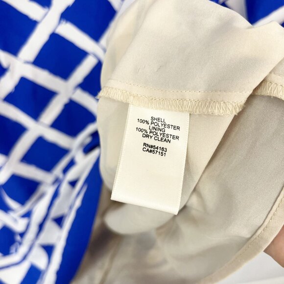 Eliza J Blue Trellis Print Pleated Dress Pockets Business Cocktail Size 18W - Picture 6 of 9